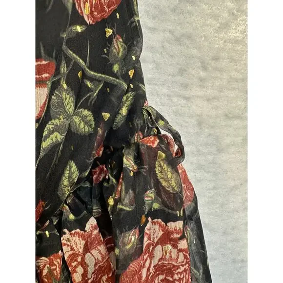 Forever Unique‎ Strapless Witchygoth Fairy Prom Dress Maxi Sheer Roses Size 8 - Picture 9 of 10